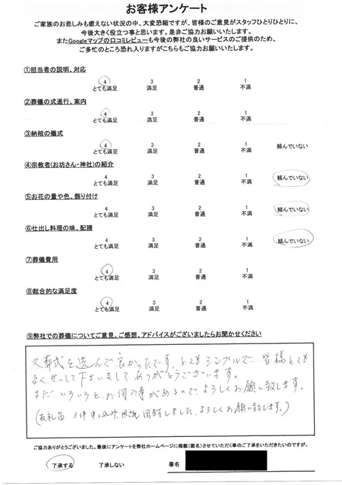 お客様からいただいた実際のアンケート