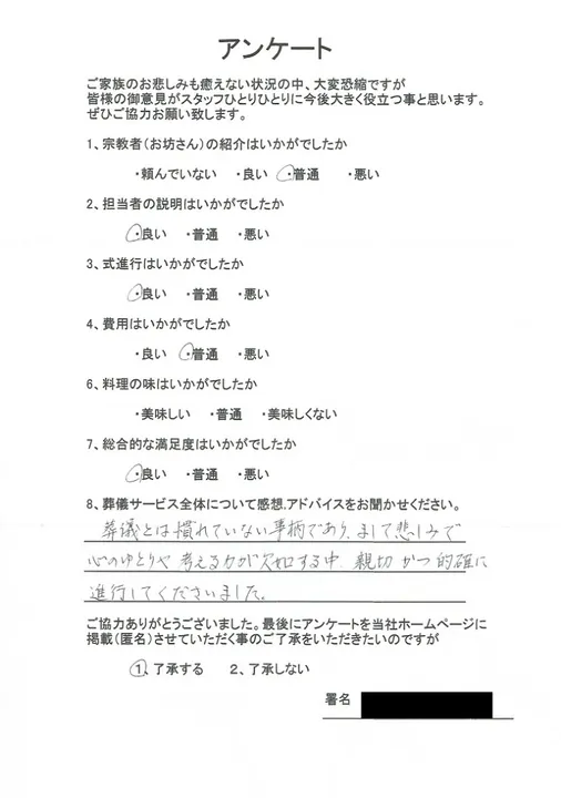 お客様からいただいた実際のアンケート