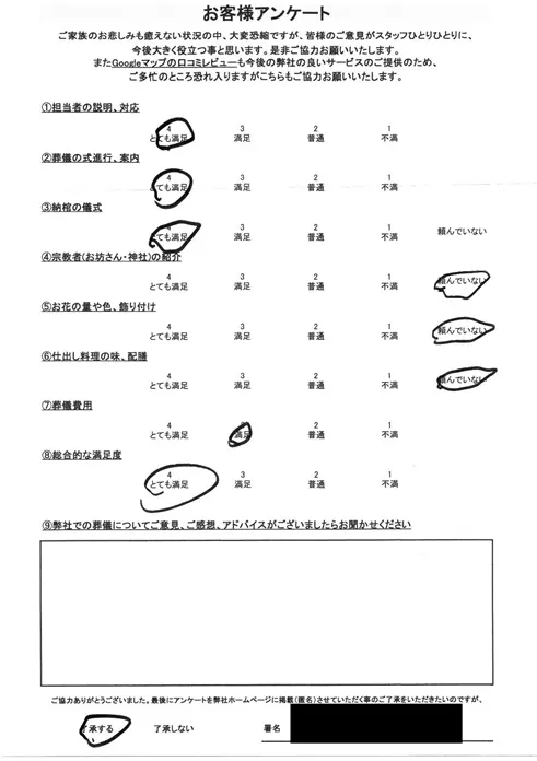 お客様からいただいた実際のアンケート