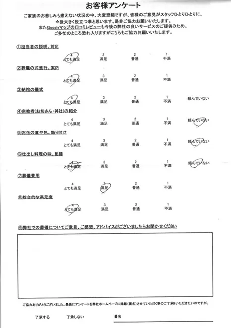 お客様からいただいた実際のアンケート
