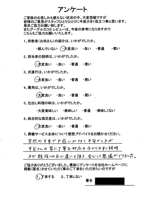 お客様からいただいた実際のアンケート