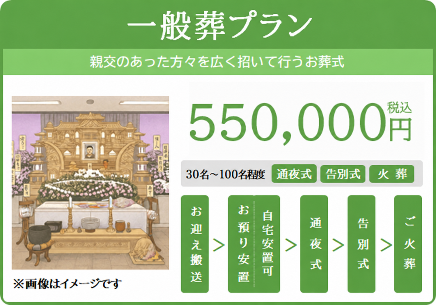 一般葬プラン 30名～100名程度